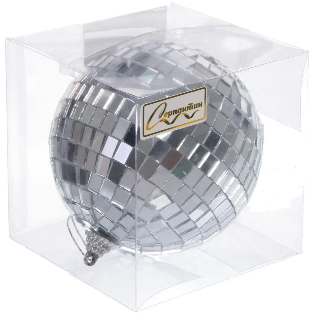 Новогодний шар 10 см «Shining Disco», Серебро