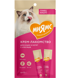 Мнямс Крем Лакомство с тунцом Кацуо 15гр.*4шт.