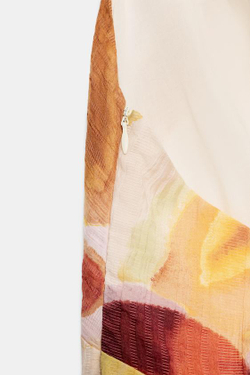 ZARA ПЛАТЬЕ МИДИ С ПРИНТОМ И КОМБИНИРОВАННОЙ СПИНОЙ, РАЗНОЦВЕТНЫЙ