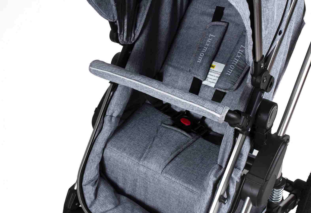 Коляска-трансформер Luxmom 555 2в1 Серый текстиль Серебристая рама