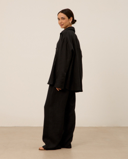 Рубашка 07, из 100% льна, черная