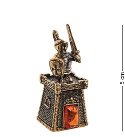 AM-2698 Колокольчик «Крепость с Рыцарем» (латунь, янтарь)