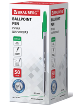 Ручка шарик. узел 1мм, линия 0,5мм. "Line" зеленая, корпус прозрачный (BRAUBERG)