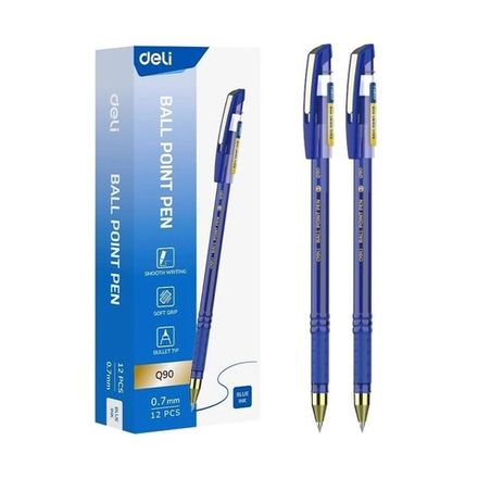 Набор Ручка шариковая Deli EQ90, 0.7мм, синяя, пулевидный наконечник, синяя, грип, набор 12шт.