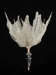 Декоративный цветок Пуансеттия 30 см., шампань с блестками, на клипсе, органза, Christmas DeLuxe (13567)