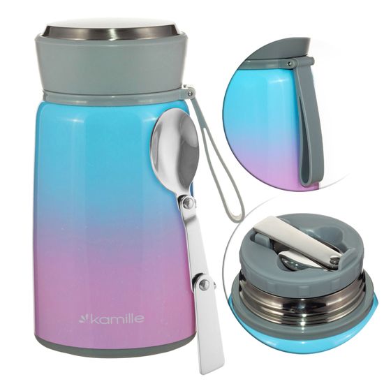 Термос для еды 800 мл. из нержавеющей стали Kamille KM 2097 с ложкой