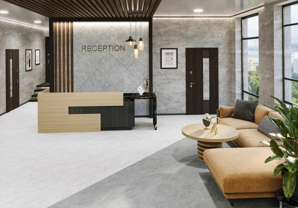 Керамогранит Alma Ceramica GFA57ADM40R Amsterdam 57x57 бежевый глазурованный матовый под бетон