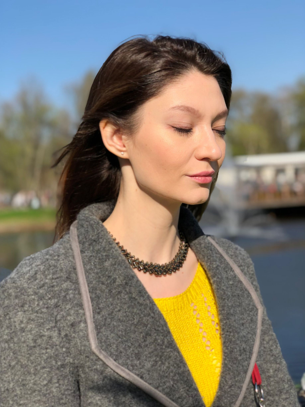 Колье из бисера "Змейка" ручной работы, цвет - Бронза тёмная