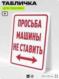 Табличка для парковки "Просьба машины не ставить", для дома, офиса, организаций, 40х30 см, Silver Plane x Айдентика Технолоджи