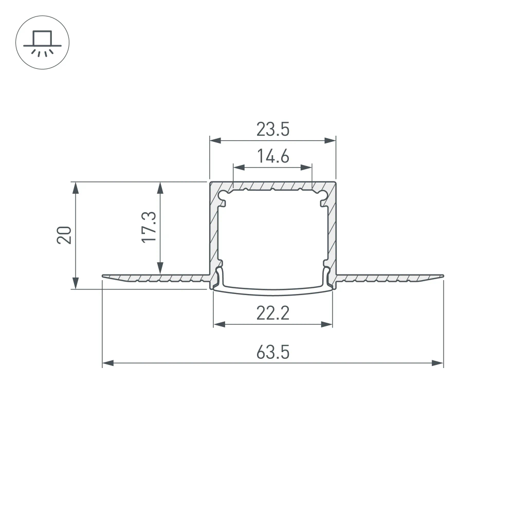 Профиль FANTOM-W20-H20-2000 ANOD (Arlight, Алюминий) 054185