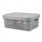 Корзина для хранения с крышкой Plast Team Stockholm, 10 л серый шторм