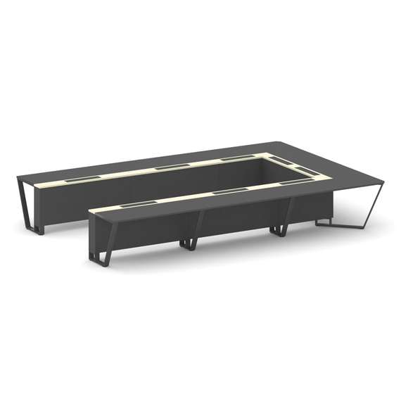 Steel Meet Стол переговорный П-образный KMK-PR.B.SP-15P Антрацит/Ваниль Глянец/Металл Антрацит 4800*