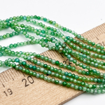 Фианит бусины (кубический цирконий), цвет зеленый микс, размер около 2 мм, цена за нить 38 см
