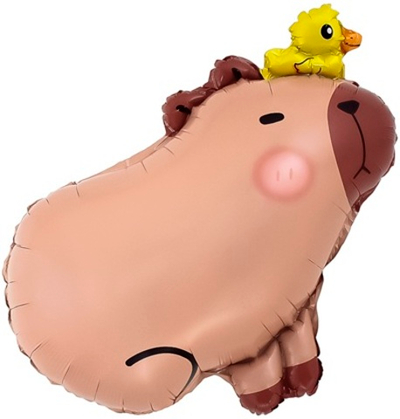 Шар фольга Фигура, Капибара с утенком 66см уже с гелием