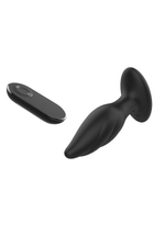 Черная анальная вибропробка Angelina Remote Rotating Plug - 14 см. (Цвет: черный)