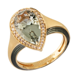 Кольцо с Аметистом и Бриллиантами, Эмаль, R0143-21/2