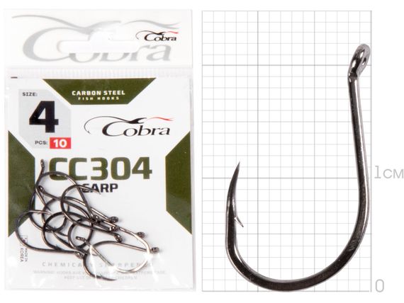 Крючки Cobra CARP CC304  №4, 10 шт.