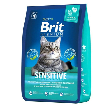 BRIT PREMIUM, Сухой корм с ягненком и индейкой для кошек "Cat Sensitive", 8кг, 5049745