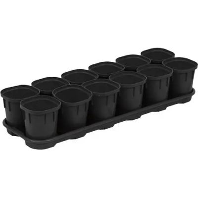Набор горшков для выращивания рассады 12х200мл Smart Solution с поддоном оникс