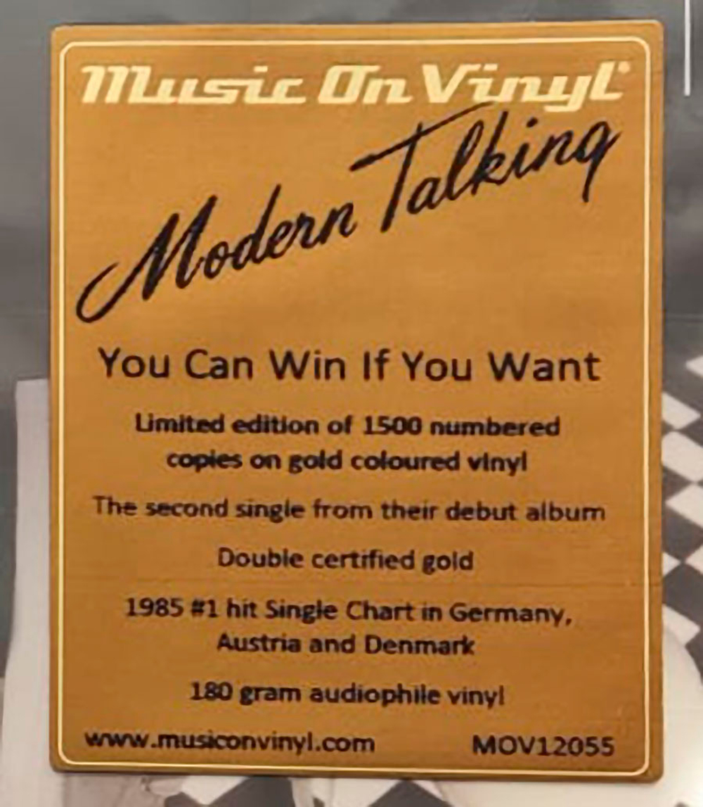 Modern Talking / You Can Win If You Want (Special Dance Version) (Coloured Vinyl)(12" Vinyl Maxi-Single)