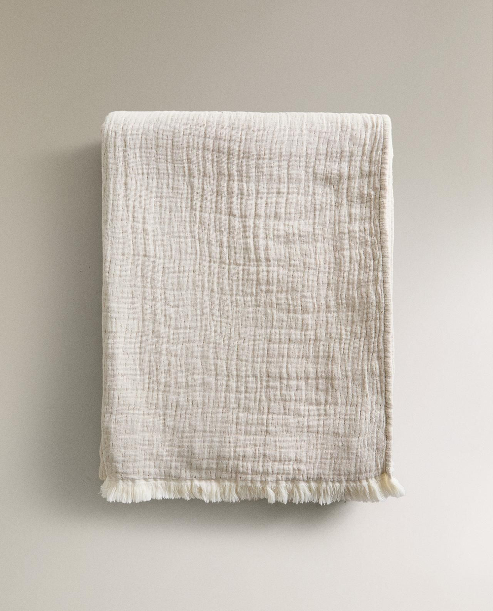 Zara Home - Хлопковый плед , бежевый, 220x240 см
