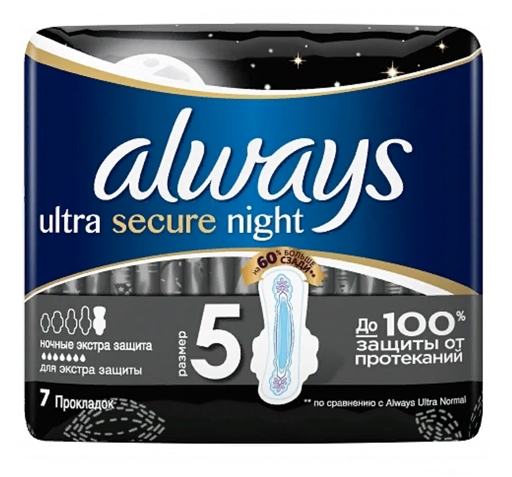 Always Прокладки женские гигиенические Ultra Night Экстра защита, ароматизированные, 7 шт