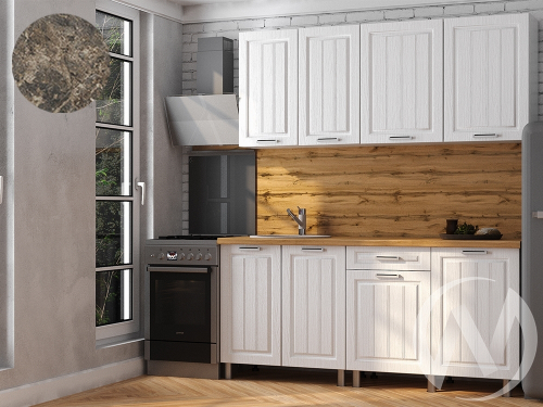 Кухня Лаура 1.8м (корпус белый/клен белый) 38мм королевский опал