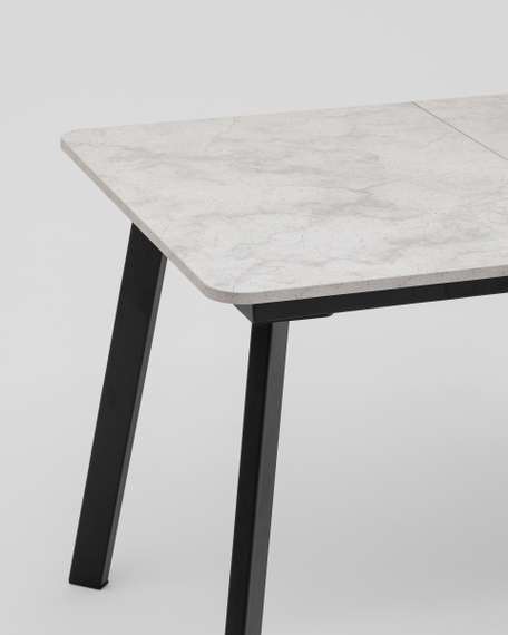 Стол Batu new 120-160/80/76 столешница ЛМДФ ароза светлая подстолье металл черный