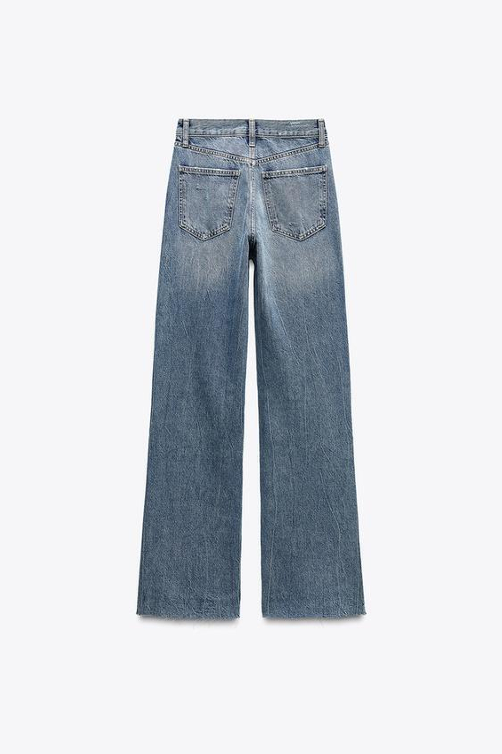 ZARA ДЖИНСЫ TRF WIDE LEG FULL LENGTH С ВЫСОКОЙ ПОСАДКОЙ, СИНИЙ