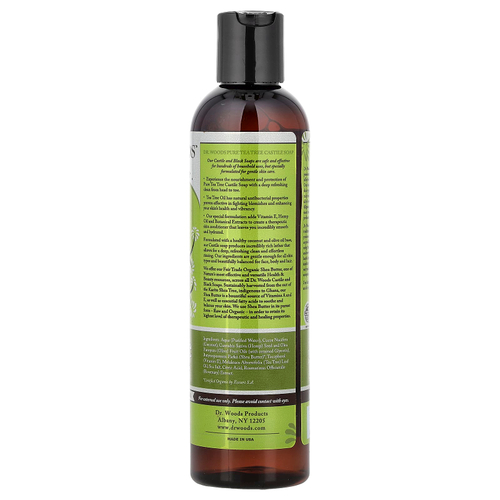 Dr. Woods, кастильское мыло с чайным деревом и маслом ши, приобретенным на основе принципов справедливой торговли, для всех типов кожи, 236 мл (8 жидк. унций)