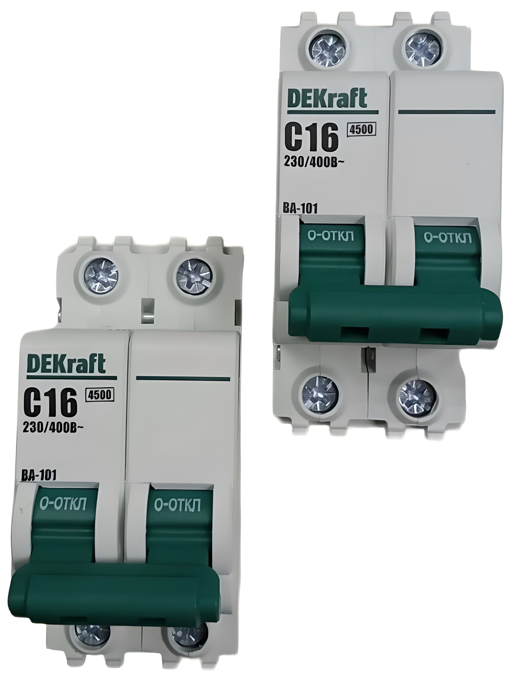 автоматический выключатель 2п 16А тип С 4,5кА серия ВА-101 DEKraft (2шт)