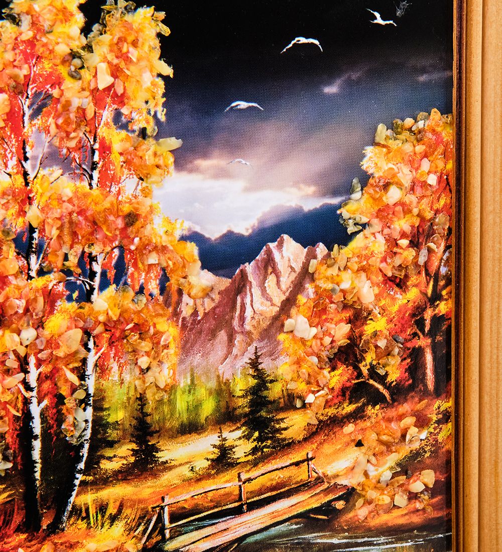 AMB-74/26 Картина «Красота природы» (с янтарной крошкой) дер.краш.рамка 12х15