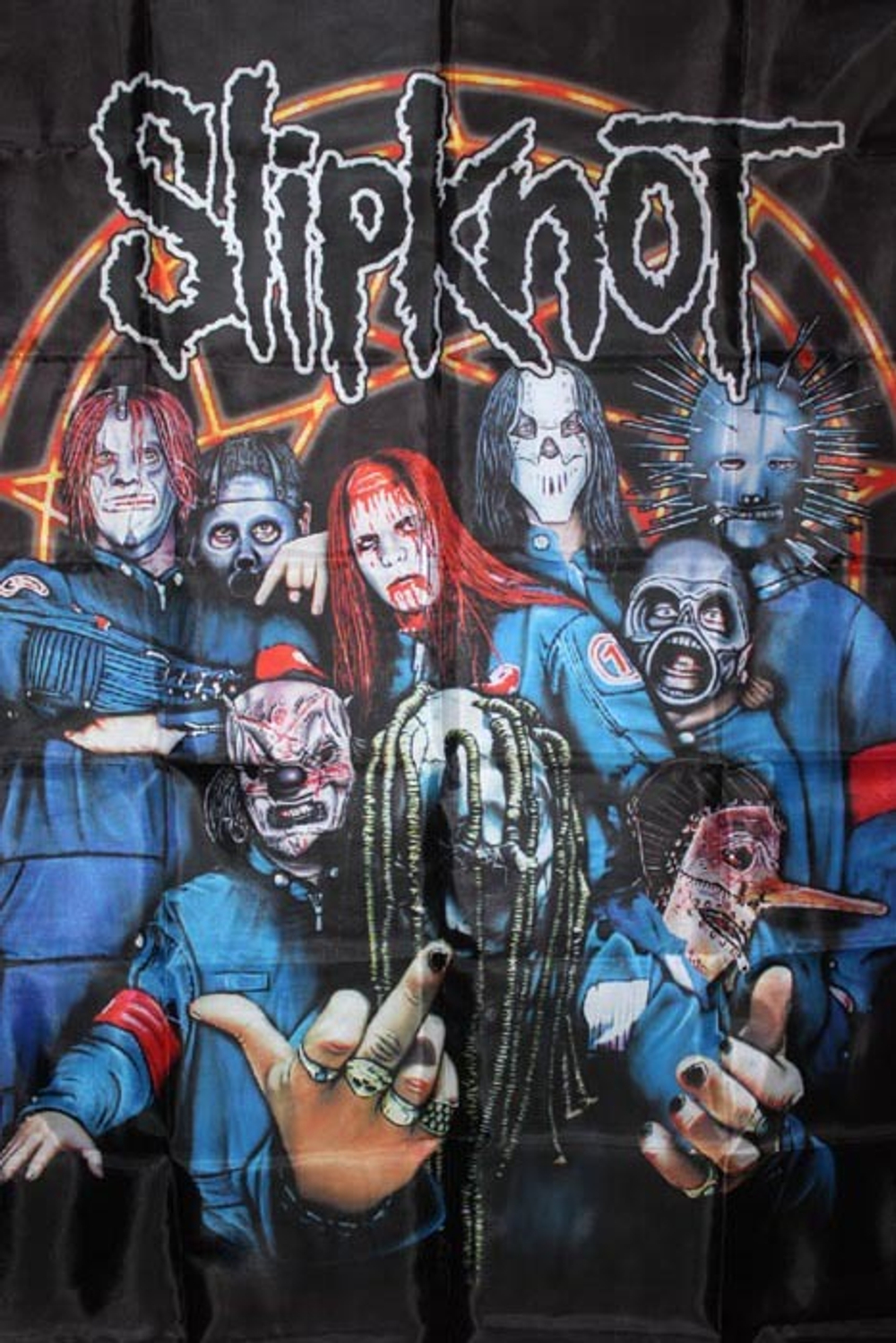 Флаг Slipknot группа в синих комбинезонах