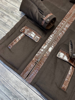 Кашемировая куртка Angelo Galasso со вставками из кожи крокодила