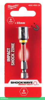 Насадка торцевая Milwaukee Shockwave 1/4" Hex-8ммx65мм (4932492439)