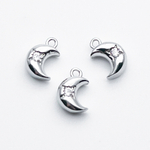 Подвеска Месяц (двухсторонняя!), цвет серебро (родий), фианит, размер 9*6 мм, цена за 1 шт
