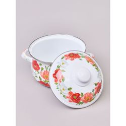 КАСТРЮЛЯ AGNESS ЭМАЛИРОВАННАЯ С ЭМАЛ.КРЫШКОЙ СЕРИЯ "МАКИ", 2.0 Л, 18*11 СМ