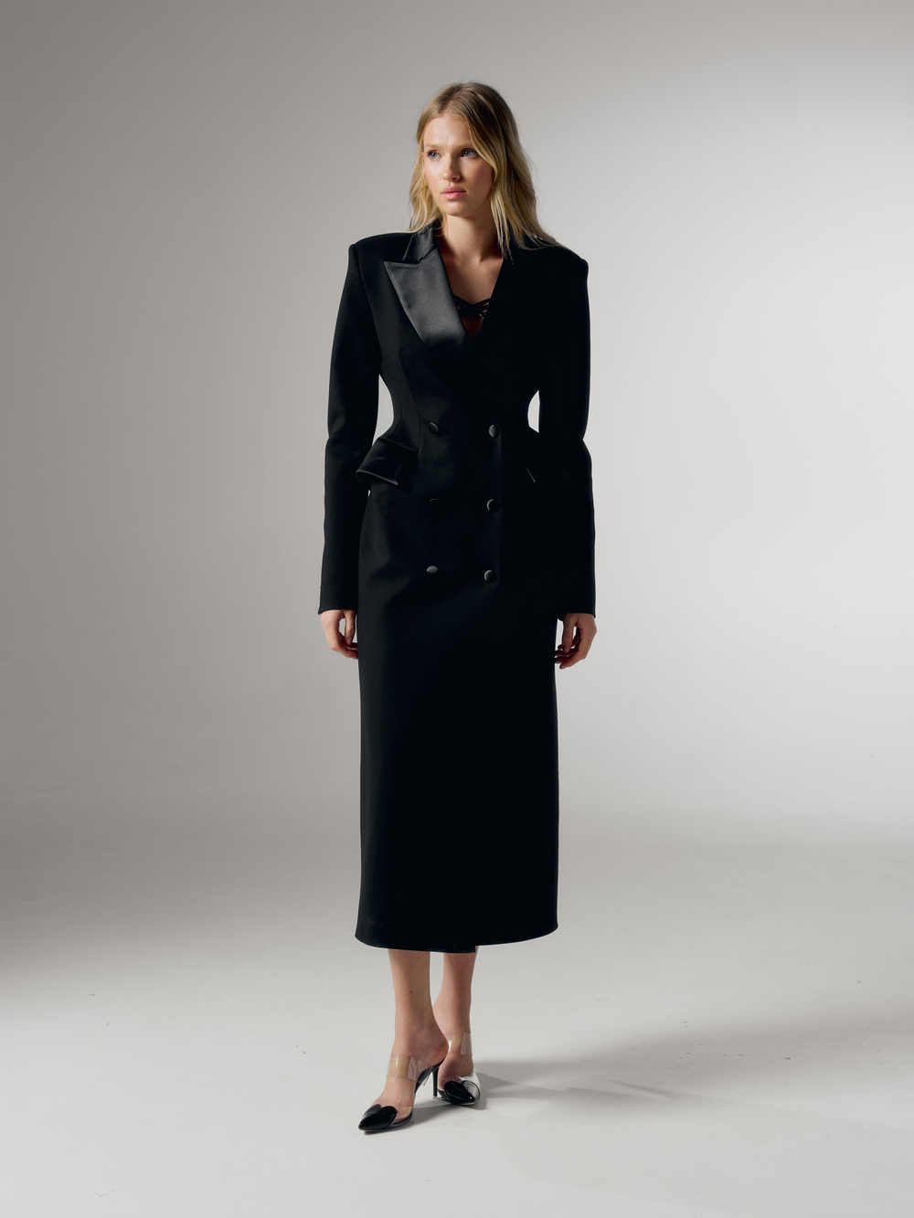 Пальто из джерси с атласом Monica, черный