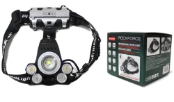 Фонарь светодиодный аккумуляторный налобный(5W LED,500Lm,2000mAh,зарядка12V,время раб.4ч,время заряд.5ч,защита гнезда зарядки,синий/белый/желтый свет) RockForce##Rock FORCE RF-01157