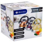 Чайник нерж, 3 л, свист, ручк пластик, Daniks, медный, M-013