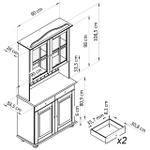 Шкаф витрина, 90х28х109, Лена, стеклянная, навесная двухдверная, массив сосны (верхняя часть буфета Лена), бейц, Dipriz