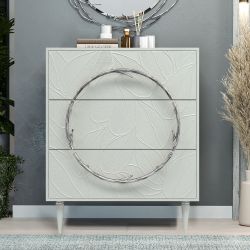Комод Арт Колор leaves Классик Сильвер с 3 ящиками Серый дым