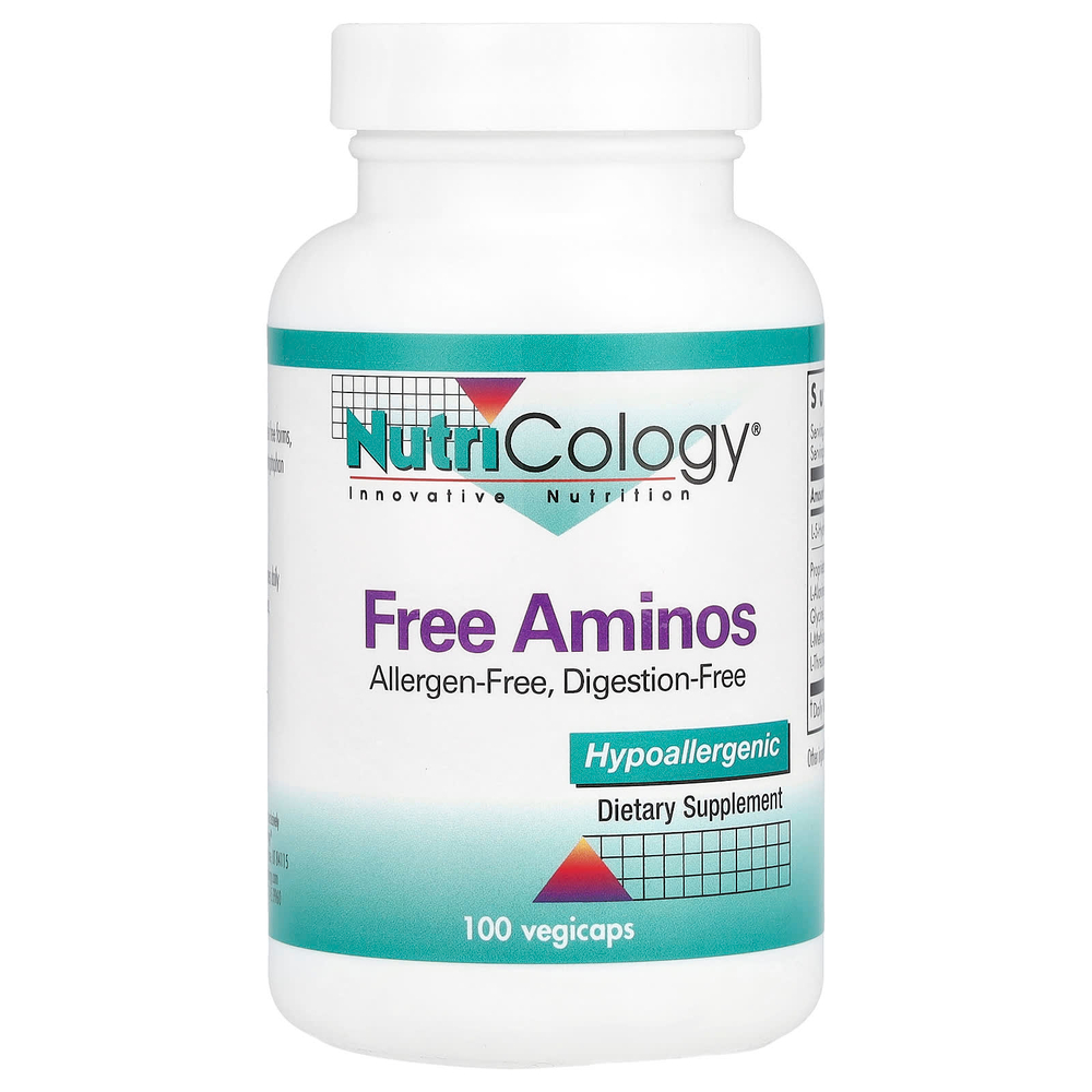 Nutricology, аминокислоты в свободной форме, 100 растительных капсул