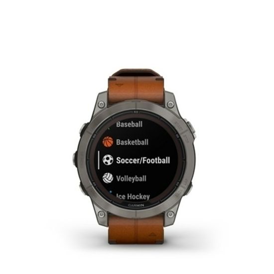 Часы Garmin Fenix 7 Pro - Sapphire Solar Edition, Titanium with Chestnut Leather Band 010-02777-30