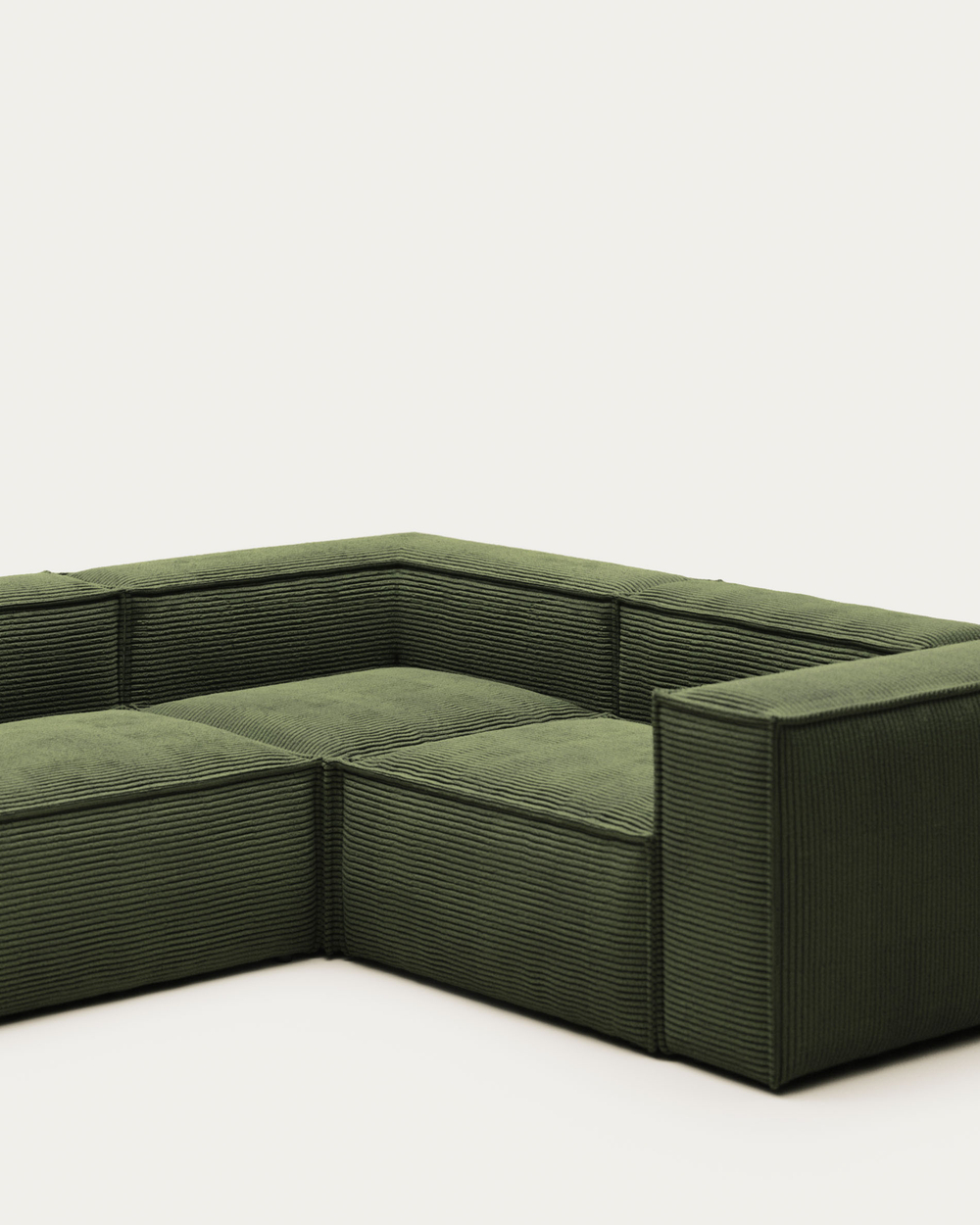 Угловой диван La Forma (ex Julia Grup) Blok 3-местный в зеленом толстом вельвете 290 x 230 см