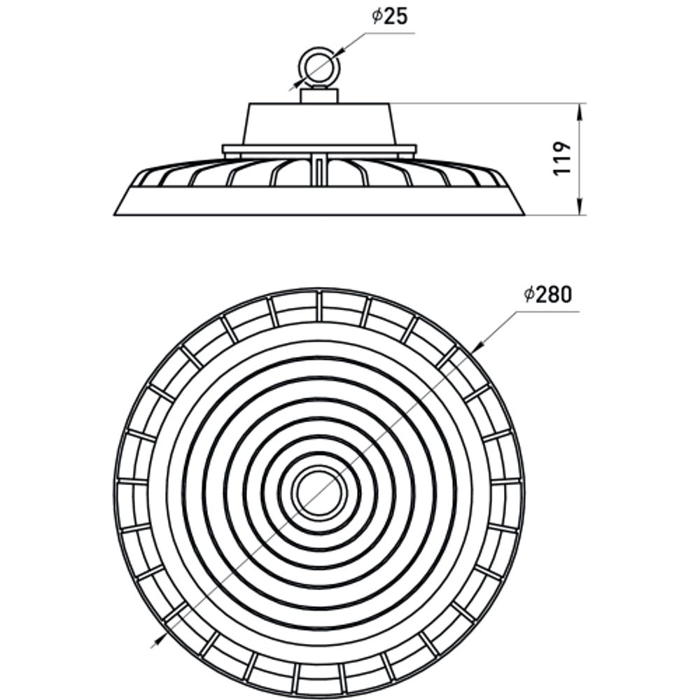 Светильник светодиодный ЭРА SPP-407-090-50K-200 200Вт 30000лм 5000K 80Ra Кп<5% КСС Г 90° 5 лет IP65 подвесной | Светильники для высоких пролетов (хайбеи)