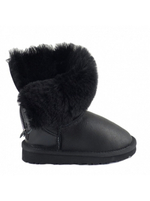 Ugg Kids Classic Short Zip Leather Black