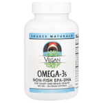 Source Naturals, омега-3 для веганов, ЭПК и ДГК из рыбы, 300 мг, 60 веганских капсул