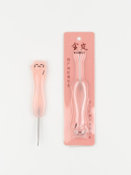 крючок с ручкой-котиком розовый