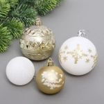 Набор шаров «Snow shine» 7 см + 5 см (24 предмета), Золото/Белый